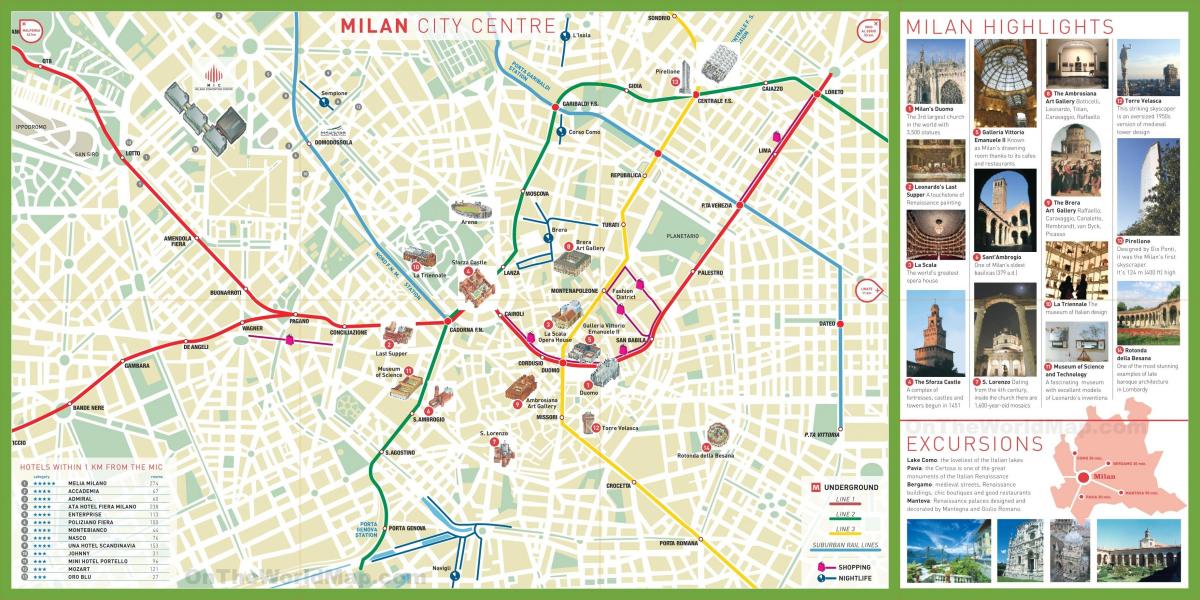 Plan des attractions de Milan
