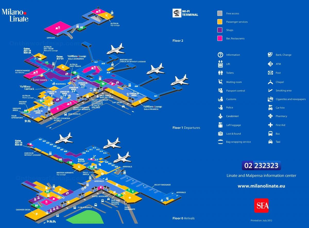 Plan des terminaux aéroport de Milan