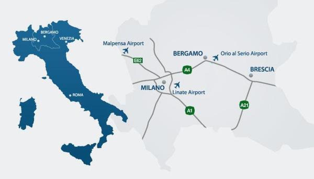 Plan des aéroports de Milan