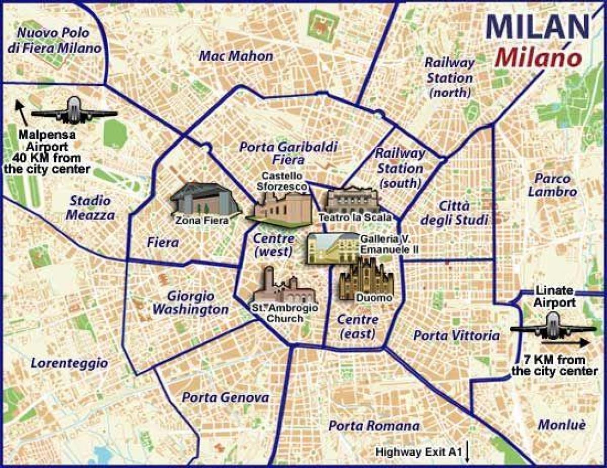Plan des quartiers de Milan