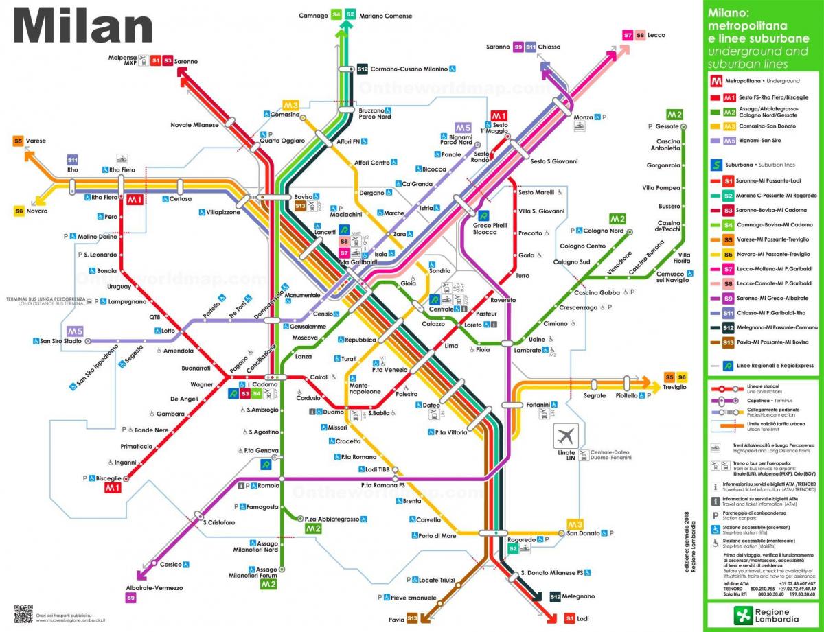 Plan des transports publics de Milan